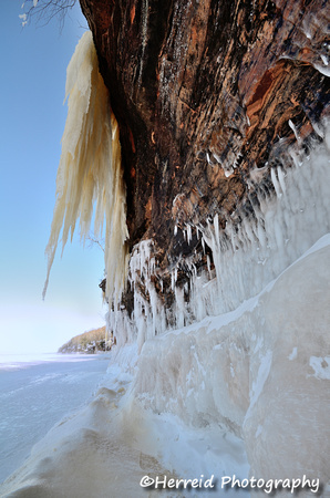 Icicles Hanging from Cliff